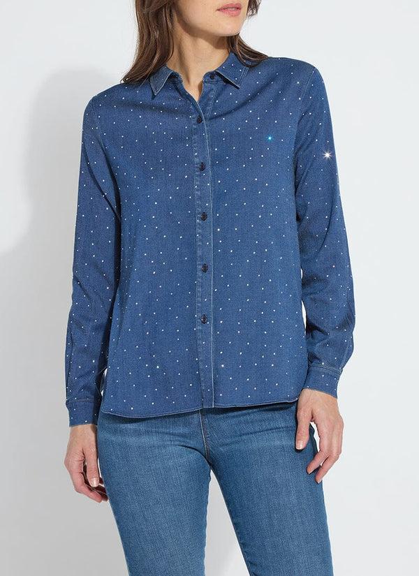Lyssé Cataleya Crystal St Chambray Shirt Dark Midwash