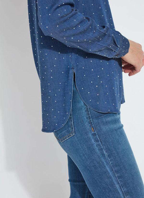 Lyssé Cataleya Crystal St Chambray Shirt Dark Midwash