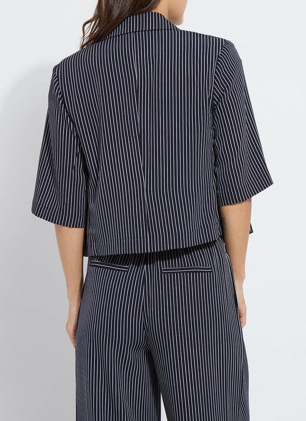 Lyssé Clarette Cropped Short Slv Blazer Marine Pinstripe