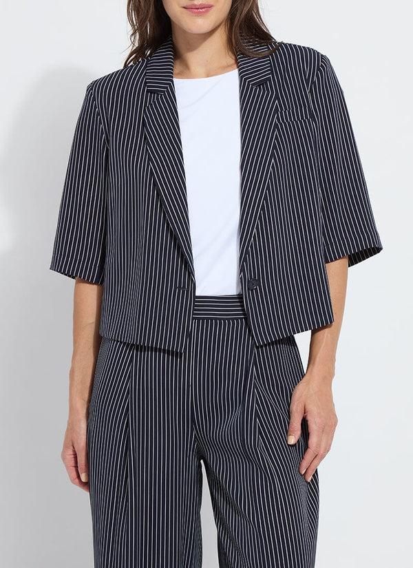 lyssé Clarette Cropped Short Slv Blazer Marine Pinstripe