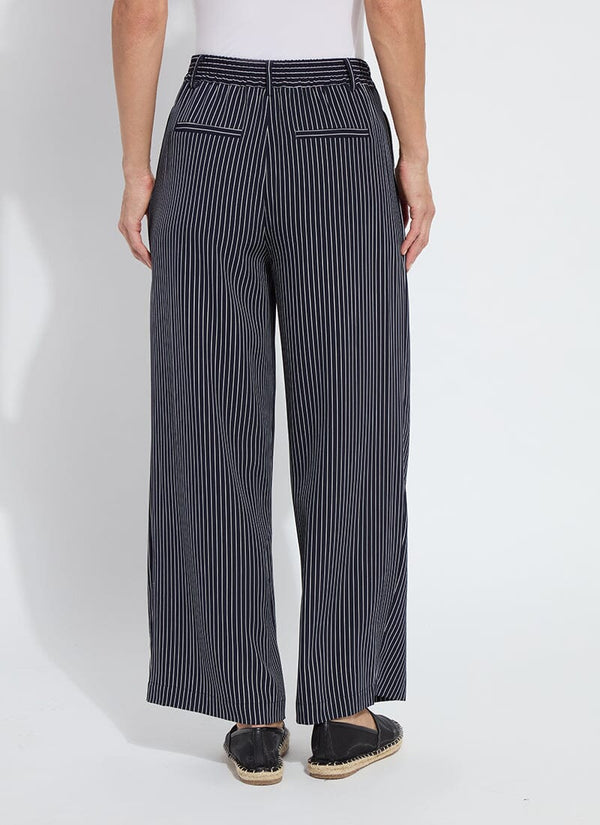 Lyssé Clarette Pleated Trouser (28" Inseam) Marine Pinstripe