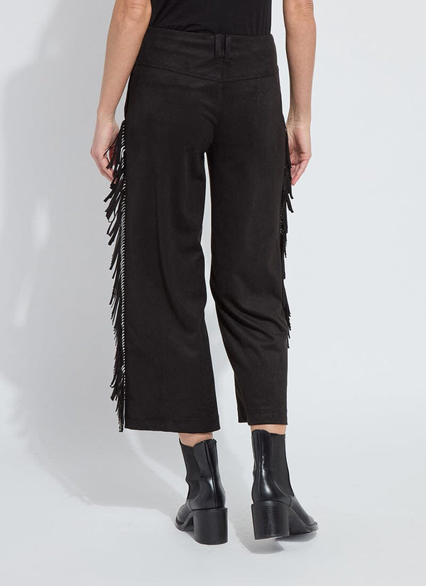 Lyssé Cooper Fringe Wide Leg Crop Vegan Suede Pant Black