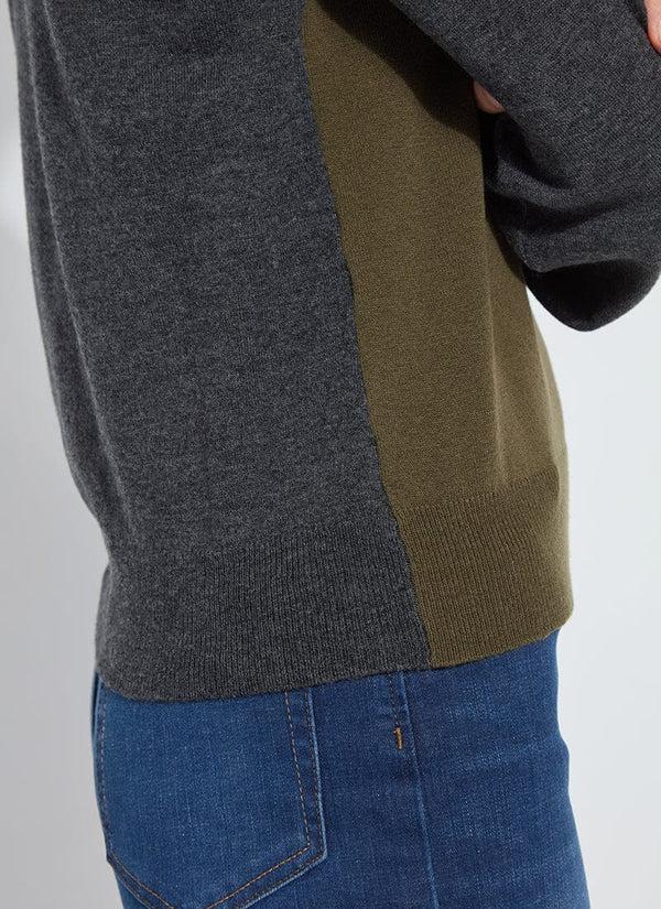 Lyssé Corinne Washable 100% Merino Wool V-Neck Sweater Charcoal/Combat