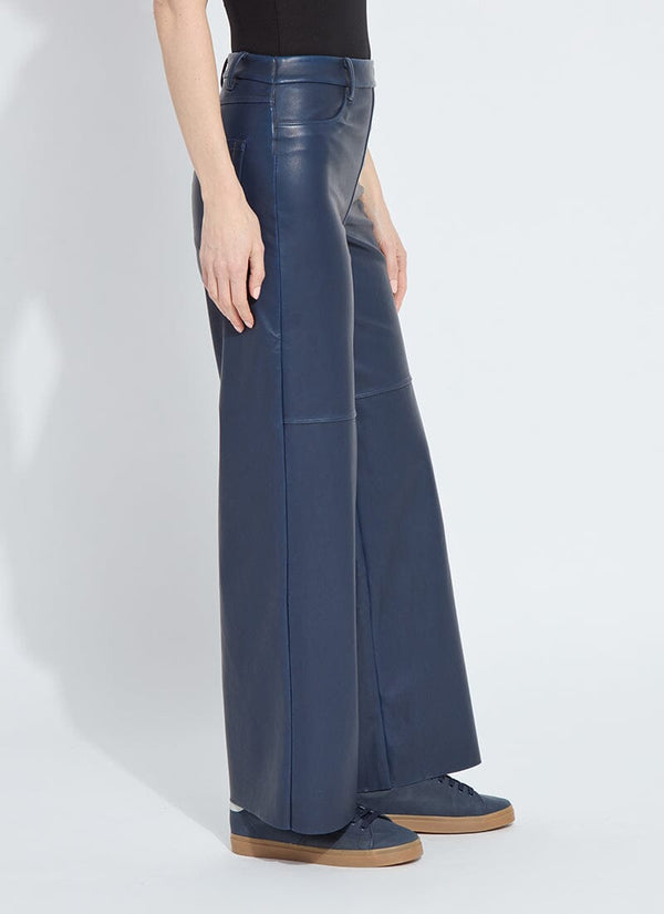 Lyssé Cortina Hi Waist Wide Leg Vegan Leather (30 Inseam) Deep Blue