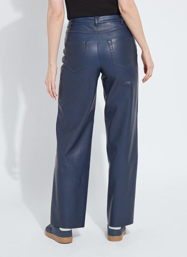 Lyssé Cortina Hi Waist Wide Leg Vegan Leather (30 Inseam) Deep Blue