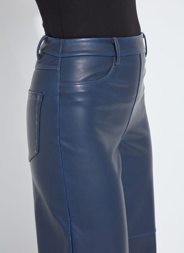 Lyssé Cortina Hi Waist Wide Leg Vegan Leather (30 Inseam) Deep Blue