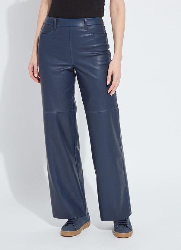 lyssé Cortina Hi Waist Wide Leg Vegan Leather (30 Inseam) Deep Blue