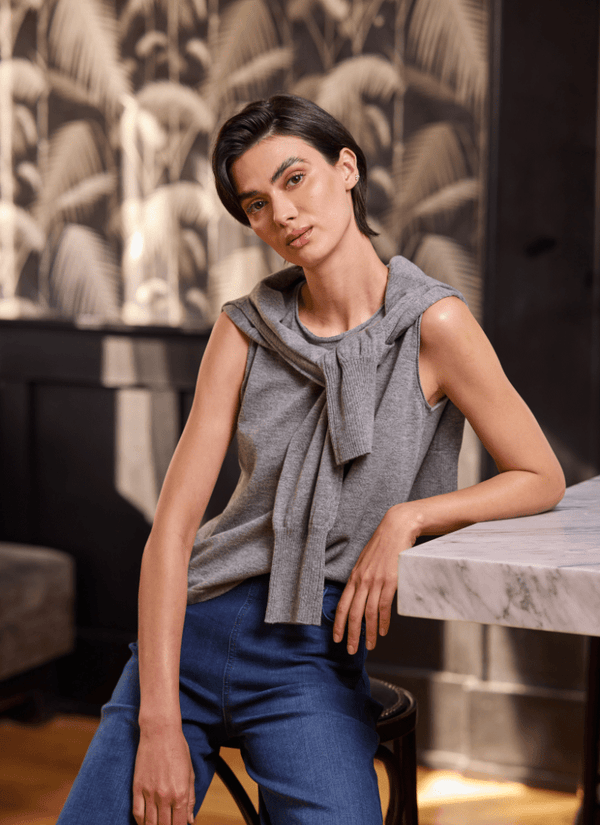 Lyssé Cosette Washable 100% Merino Wool Cardigan Heather Cloud