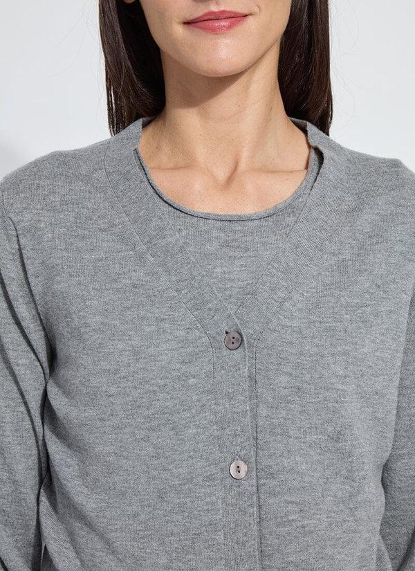 Lyssé Cosette Washable 100% Merino Wool Cardigan Heather Cloud