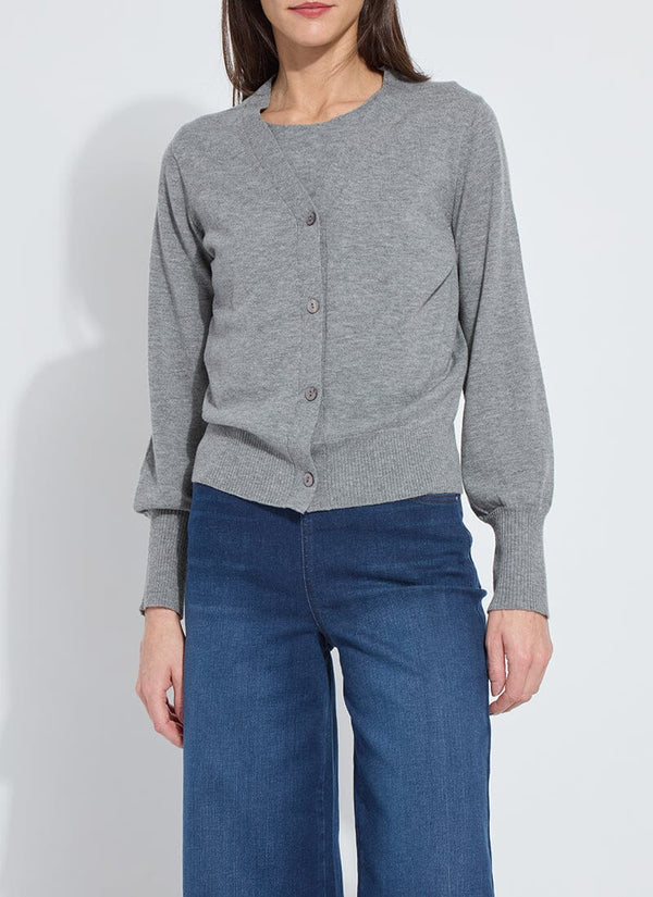 lyssé Cosette Washable 100% Merino Wool Cardigan Heather Cloud