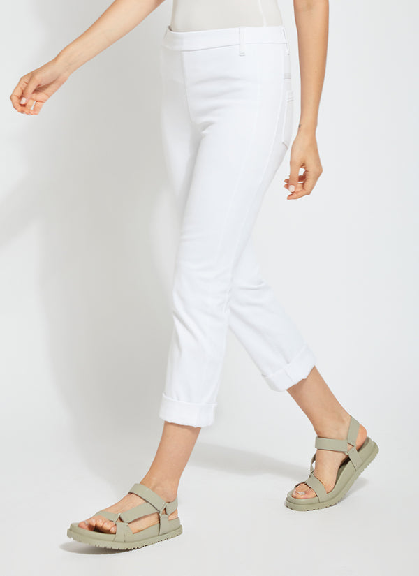 Lyssé Cropped Boyfriend Denim (24" Inseam Cuffed) Mid Wash