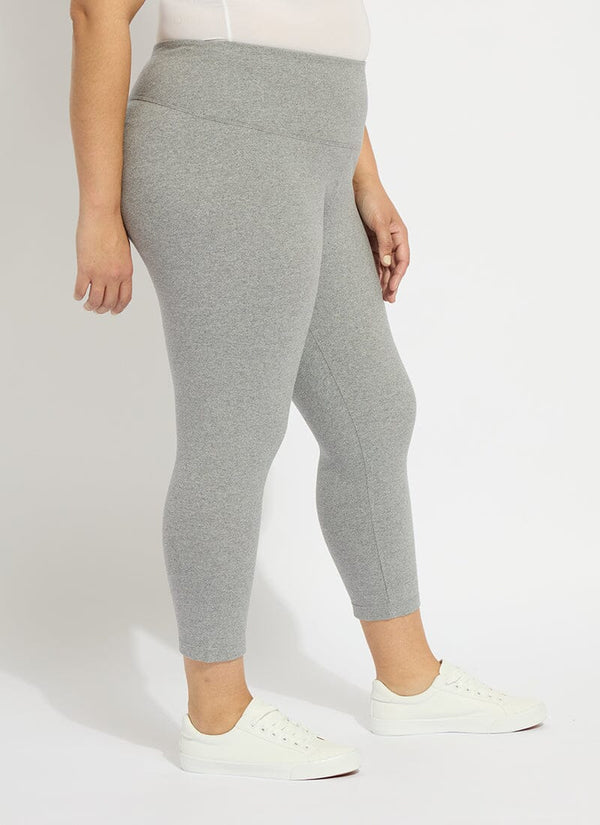 Lyssé Cropped Classic Cotton Legging (Plus Size 21.5" Inseam) Grey Melange