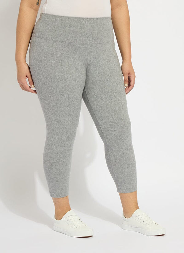 lyssé Cropped Classic Cotton Legging (Plus size 21.5" Inseam) Grey Melange