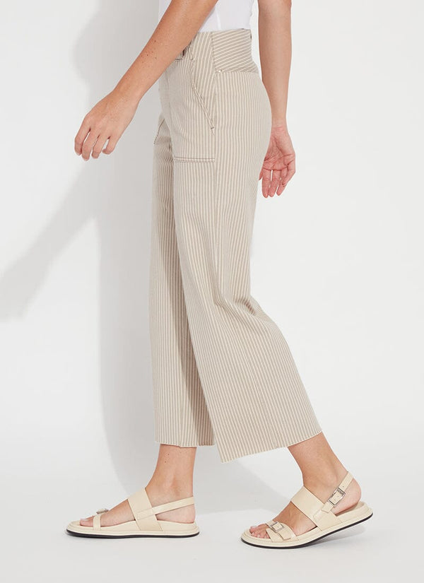 Lyssé Cropped Kate Pant (26" Inseam) Khaki Ledger Lines