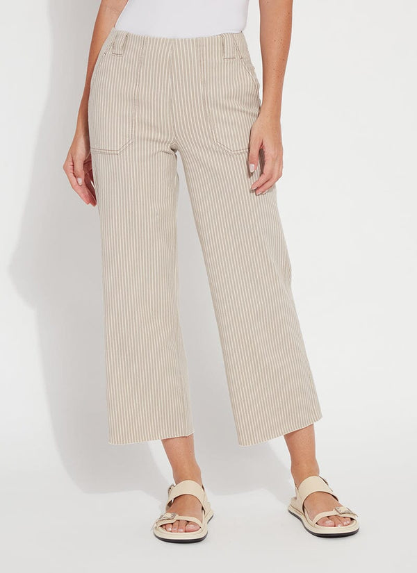 lyssé Cropped Kate Pant (26" Inseam) Khaki Ledger Lines
