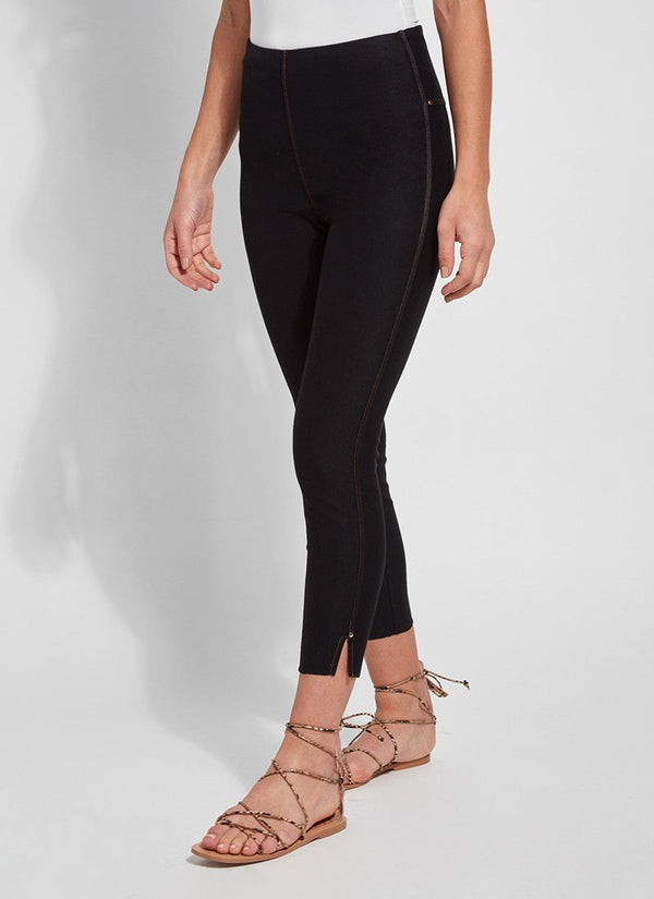 lyssé Cropped Side Slit Denim (Repreve® knit 24.5" Inseam) Black