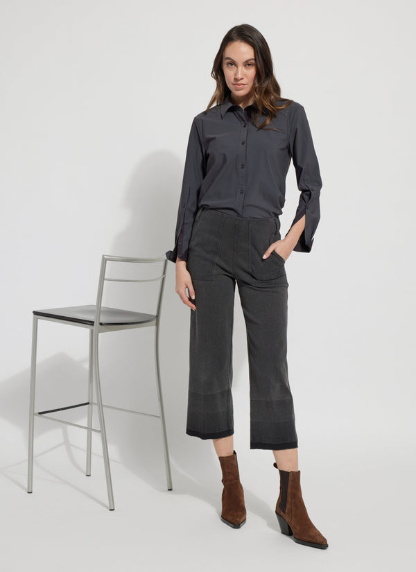 Lyssé Cropped Wide Leg Denim (25" Inseam) Gradient Charcoal