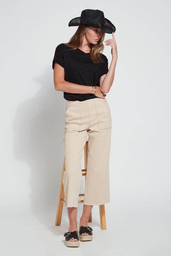 Lyssé Cropped Zig Zag Denim Wide Leg - Arizona Sand (25" Inseam) Arizona Sand