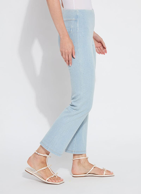 Lyssé Crystal Embellished Ankle Babyboot (27" Inseam) Tinted Blue