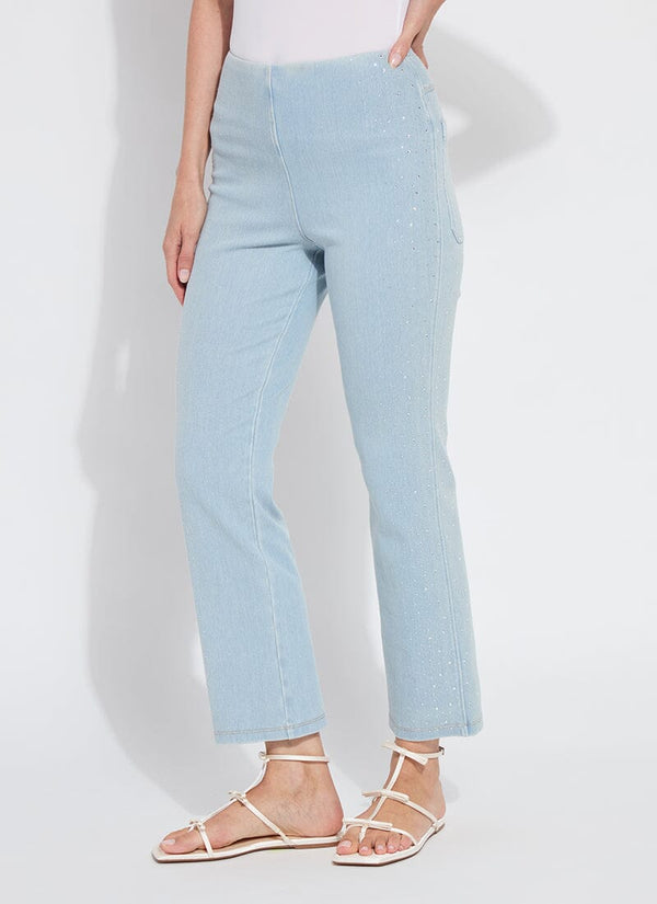 lyssé Crystal Embellished Ankle Babyboot (27" Inseam) Tinted Blue