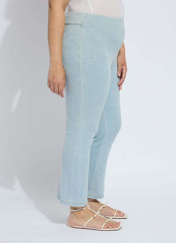 Lyssé Crystal Embellished Ankle Babyboot (Curvy 27" Inseam) Tinted Blue