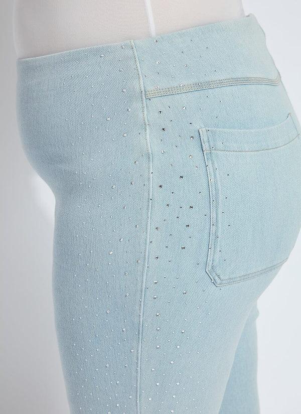 Lyssé Crystal Embellished Ankle Babyboot (Curvy 27" Inseam) Tinted Blue