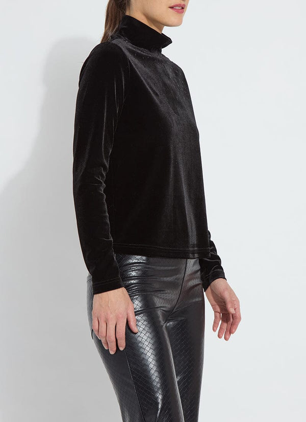 Lyssé Crystal Embellished St Velvet Turtleneck Black
