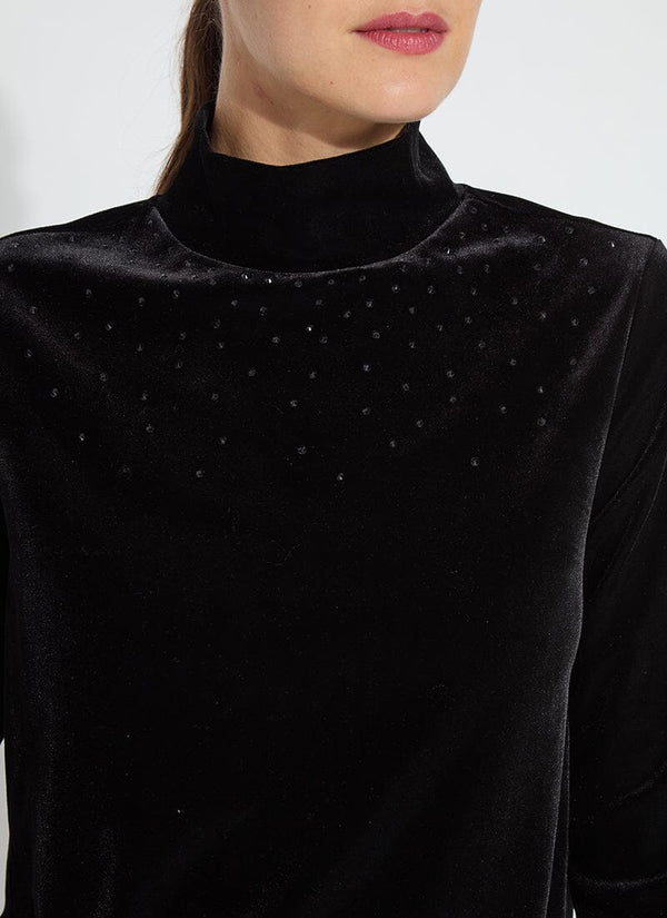 Lyssé Crystal Embellished St Velvet Turtleneck Black