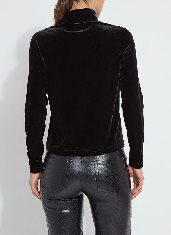 Lyssé Crystal Embellished St Velvet Turtleneck Black