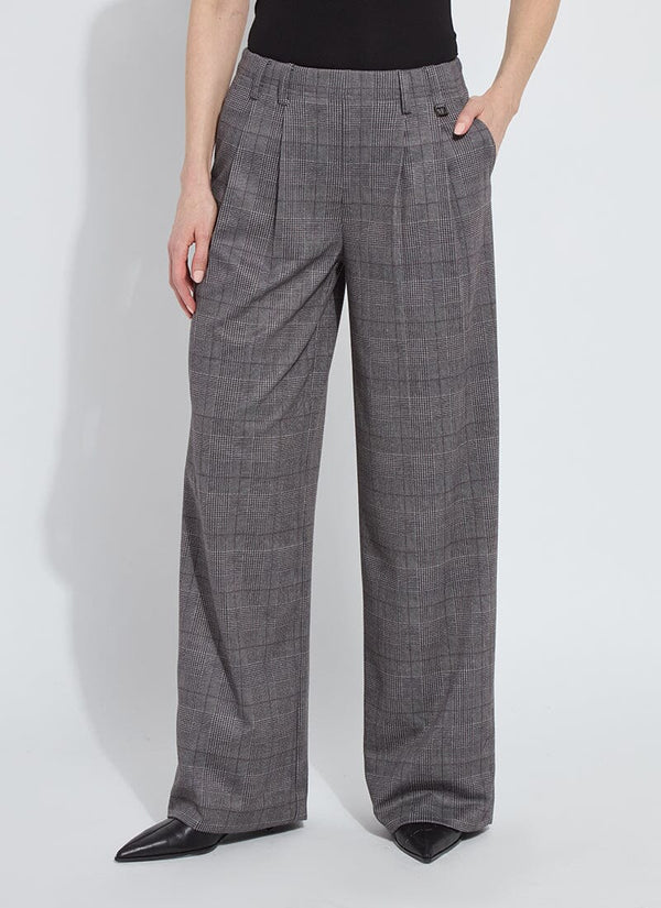 lyssé Darcy Ponte Pleated Wide Leg Trouser London Glen Plaid