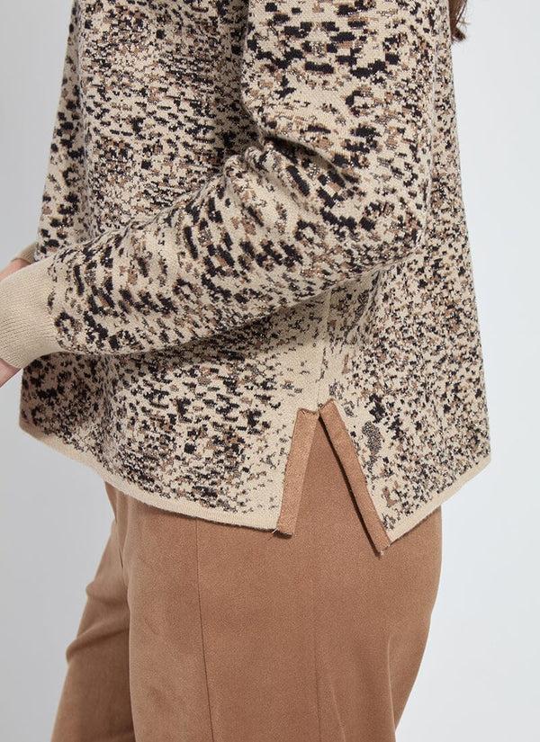 Lyssé Declan Mock Neck Jacquard Sweater Lux Camel Snake Jacquard