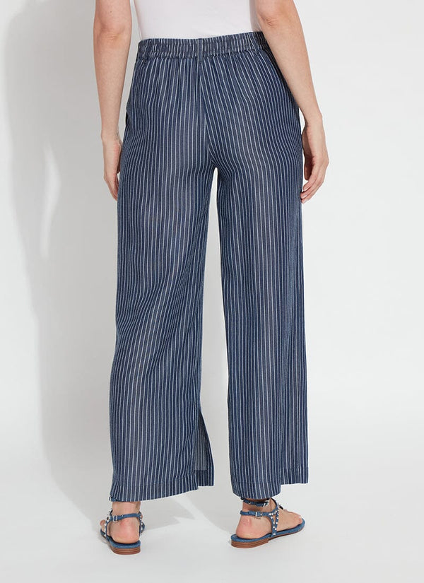 Lyssé Delilah Pant (Plus Size 28" Inseam) Indigo Ledger Lines
