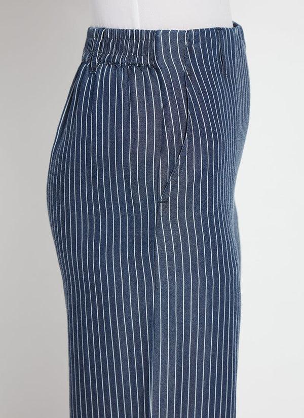 Lyssé Delilah Pant (Plus Size 28" Inseam) Indigo Ledger Lines