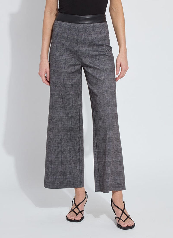 lyssé Denver Hi Waist Wide Leg Printed Ponte Charcoal Glen Plaid