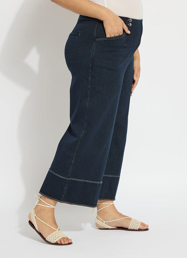 Lyssé Dion Sailor Crop Palazzo Denim (Plus Size 25" Inseam) Indigo
