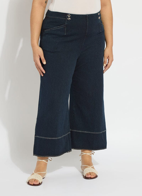 lyssé Dion Sailor Crop Palazzo Denim (Plus Size 25" Inseam) Indigo