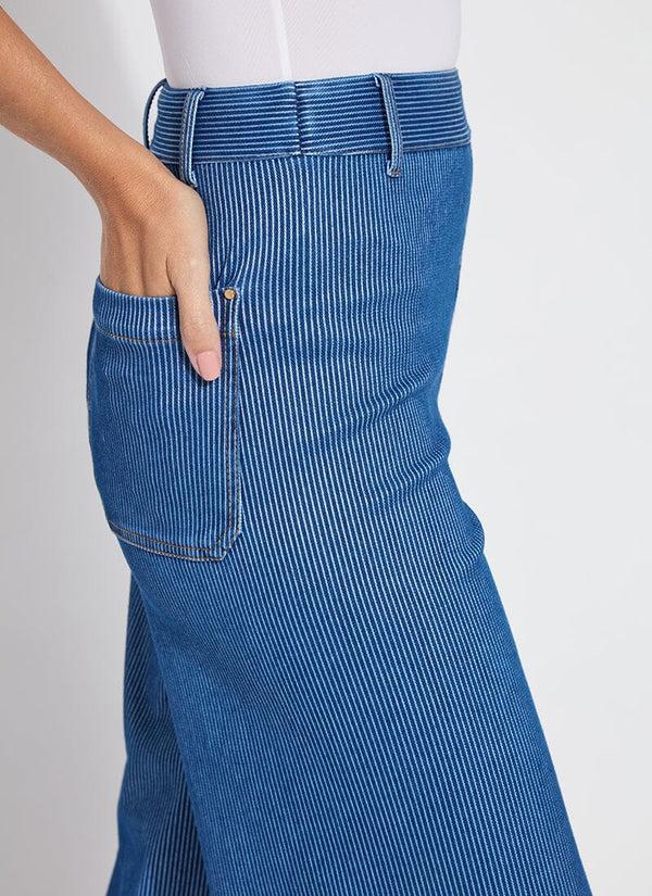 Lyssé Erin Hi Waist Wide Leg Denim (28" Inseam) Mid Wash Sheen