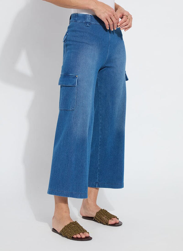 Lyssé Erin West Utility Wide Leg Crop (26" Inseam) Mid Wash