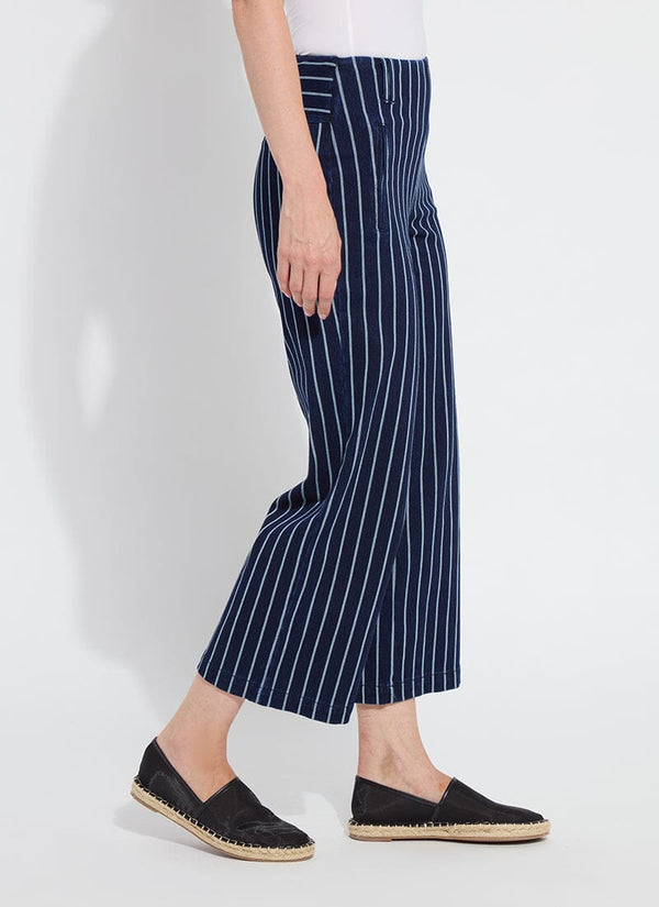 Lyssé Esme Crop Wide Leg (26" Inseam) Indigo Nautical Pinstripe
