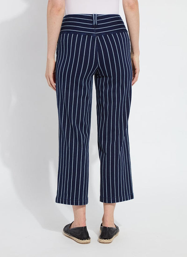 Lyssé Esme Crop Wide Leg (26" Inseam) Indigo Nautical Pinstripe