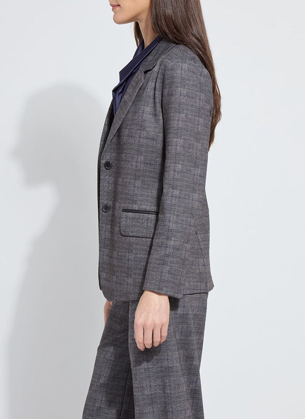 Lyssé Everest Ponte Blazer Curvy Charcoal Glen Plaid