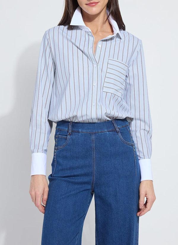 Lyssé Executive Stripe & White Collar Cropped Schiffer Moonstone Stripe