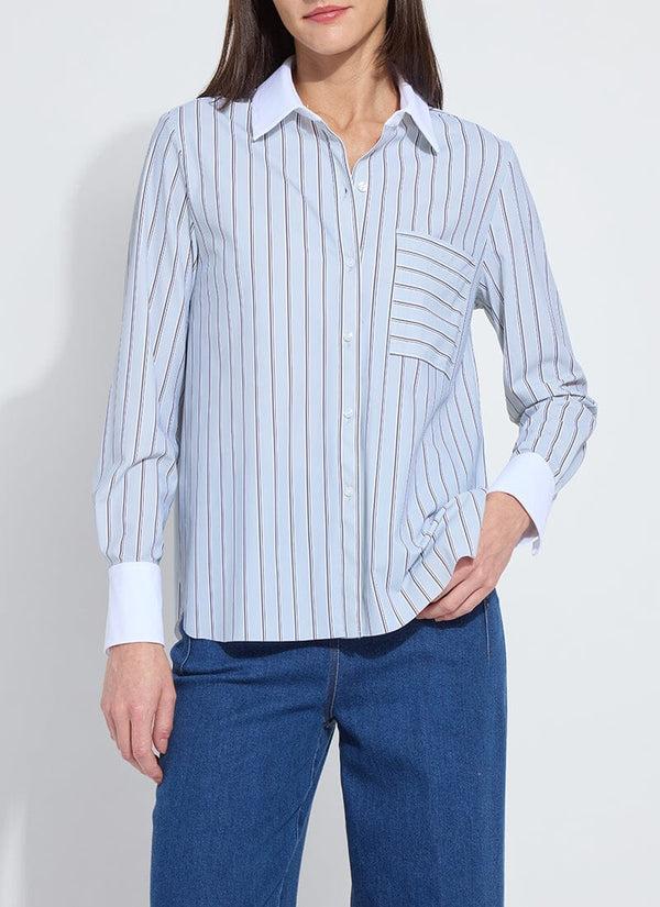 Lyssé Executive Stripe & White Collar Cropped Schiffer Moonstone Stripe