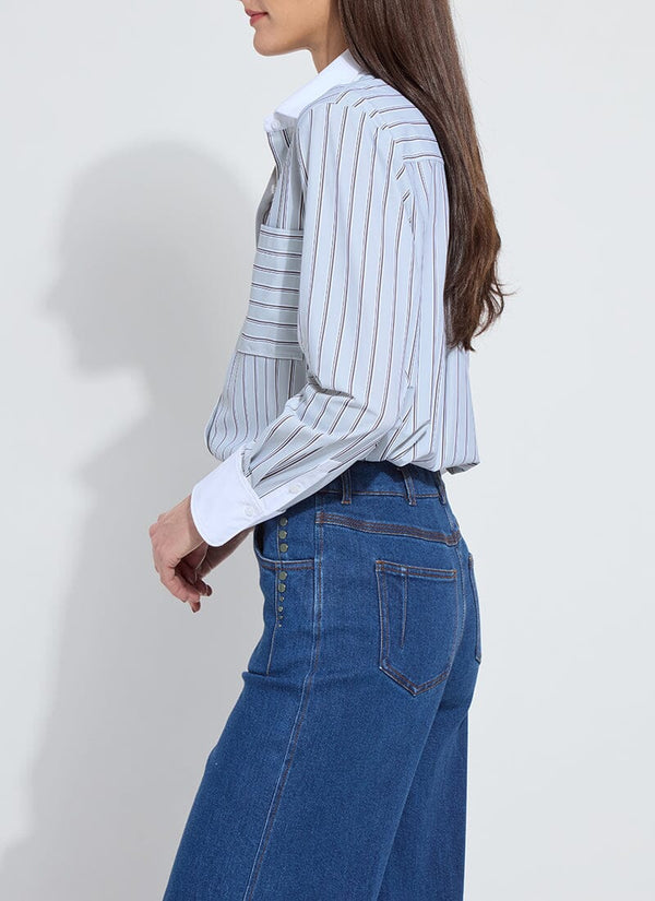 Lyssé Executive Stripe & White Collar Cropped Schiffer Moonstone Stripe
