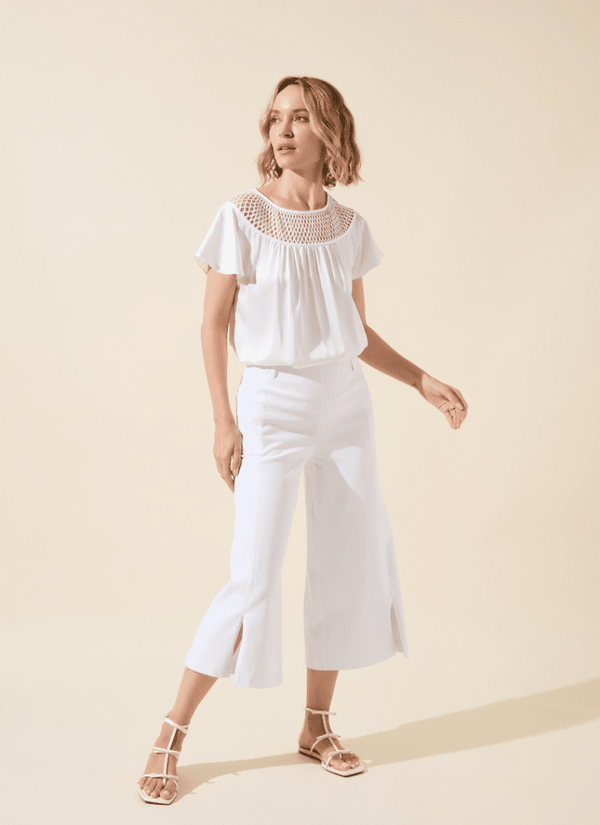 Lyssé Fiorella Split Denim Culottes (26" Inseam) White