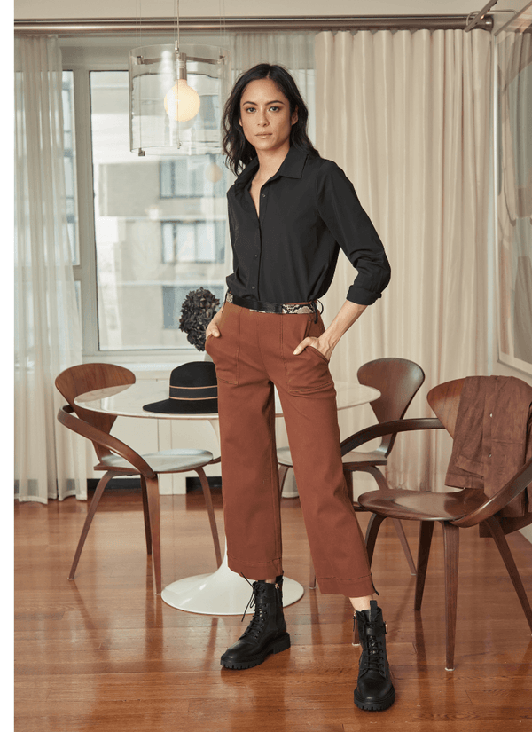 Lyssé Frances Wide Leg Crop (25" Inseam) Cold Chestnut