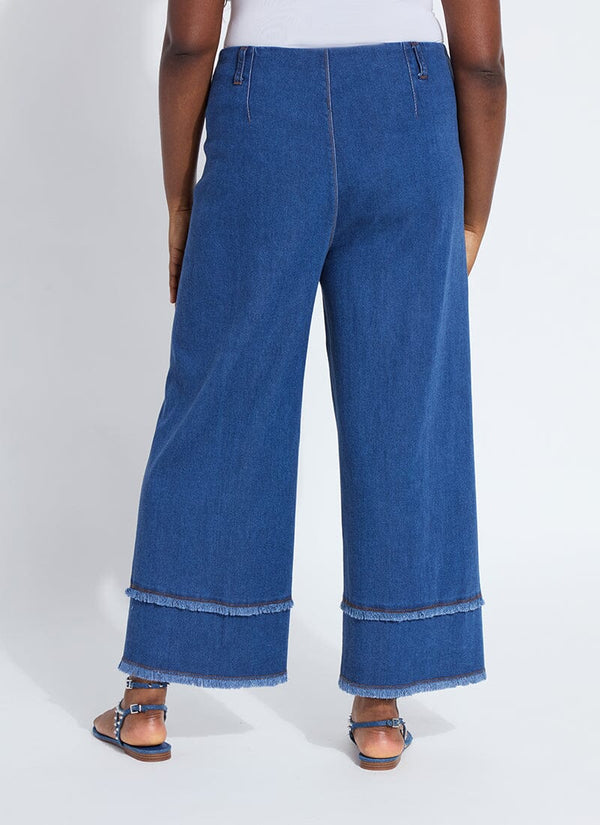 Lyssé Fringe Hi Waist Wide Leg Crop Denim (Curvy 26" Inseam) Mid Wash