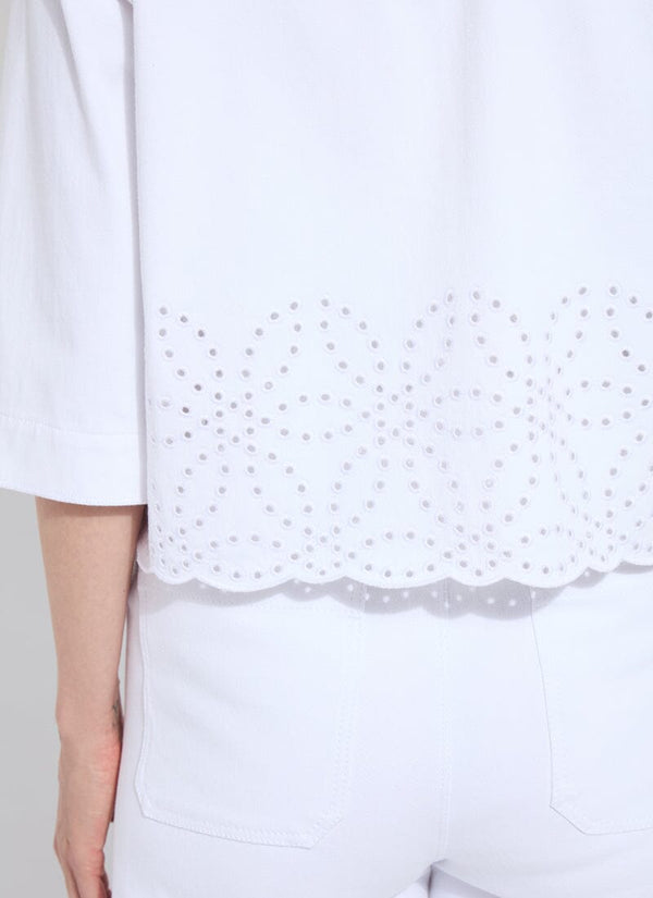 Lyssé Gem Eyelet Embroidered Denim Jacket Curvy White