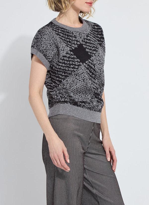 Lyssé Germaine Pullover Sweater Lurex Diagonal Plaid