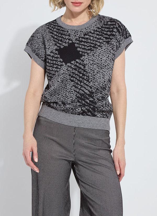 lyssé Germaine Pullover Sweater Lurex Diagonal Plaid